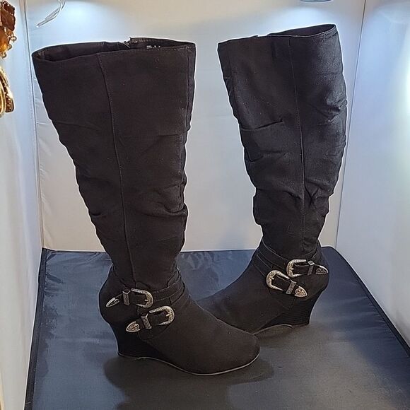 SO LIMOUSINE WOMEN"S KNEE LENGTH WEDGE BOOT - Picture 3 of 15